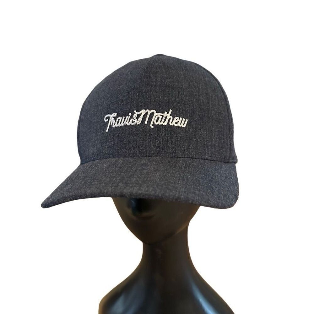 Travis Mathew Hat Cap Gray 110 Flexfit Tech Snapback Golf Embroidered Logo